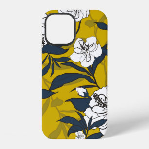 Outline blooming flower Vintage illustration. Seam iPhone 12 Case