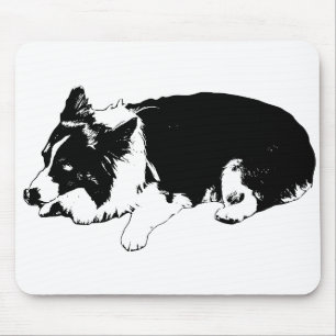 outline calm focus, corgi mouse pad