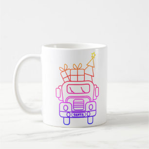 Outline Christmas truck Santa car front view Coffee Mug