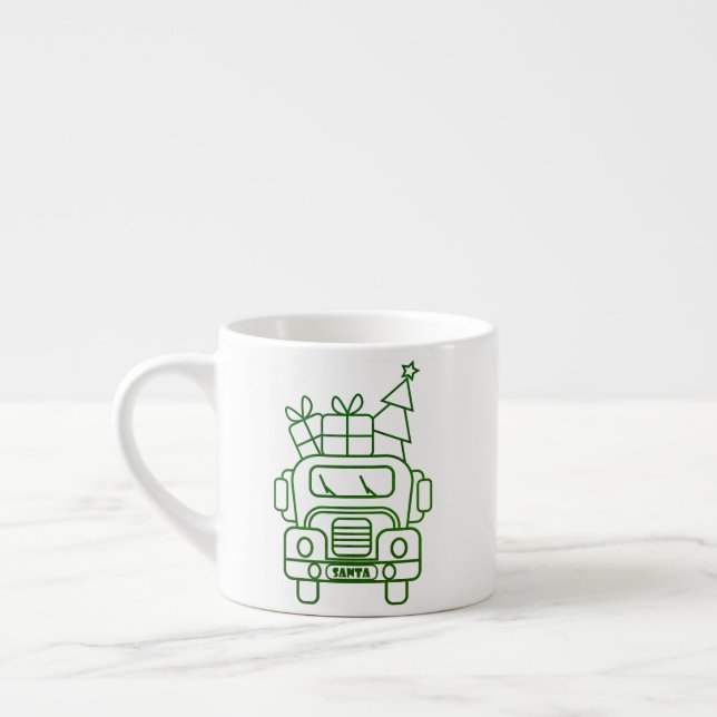 Outline Christmas truck Santa car front view Espresso Cup (Left)