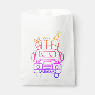Outline Christmas truck Santa car front view Favour Bag