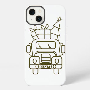 Outline Christmas truck Santa car front view iPhone 13 Case