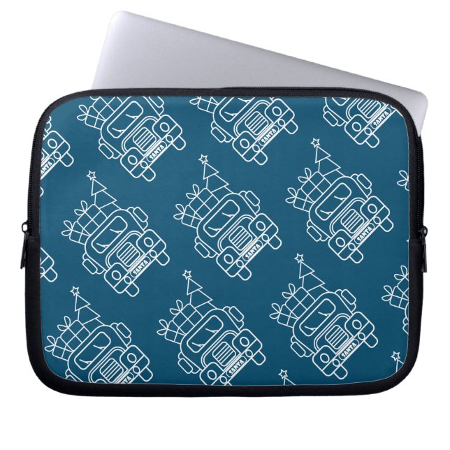 Outline Christmas truck Santa car front view Laptop Sleeve (Front)
