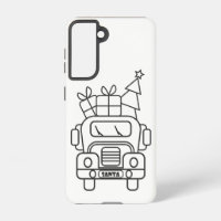 Outline Christmas truck Santa car front view