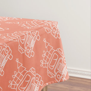 Outline Christmas truck Santa car front view Tablecloth