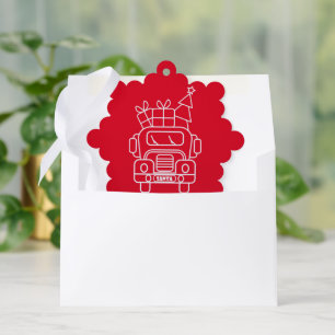 Outline Christmas truck Santa car front view Tree Decoration Card