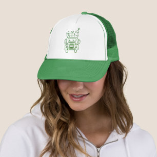 Outline Christmas truck Santa car front view Trucker Hat