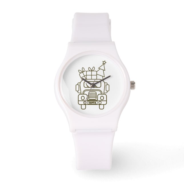 Outline Christmas truck Santa car front view Watch (Front)