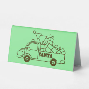 Outline Christmas truck Santa car side view