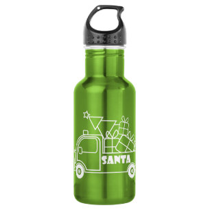 Outline Christmas truck Santa car side view 532 Ml Water Bottle