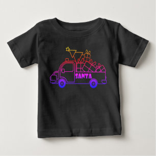 Outline Christmas truck Santa car side view Baby T-Shirt