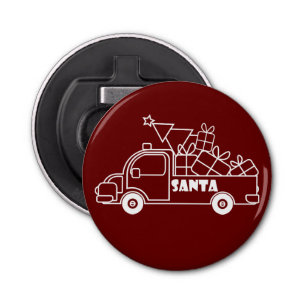 Outline Christmas truck Santa car side view Bottle Opener