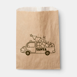 Outline Christmas truck Santa car side view Favour Bag