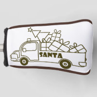 Outline Christmas truck Santa car side view