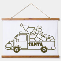 Outline Christmas truck Santa car side view