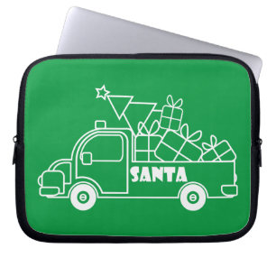 Outline Christmas truck Santa car side view Laptop Sleeve