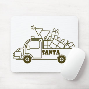 Outline Christmas truck Santa car side view Mouse Pad