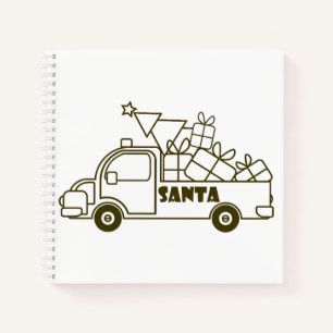 Outline Christmas truck Santa car side view Notebook