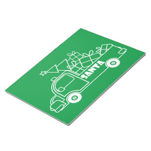 Outline Christmas truck Santa car side view Notepad