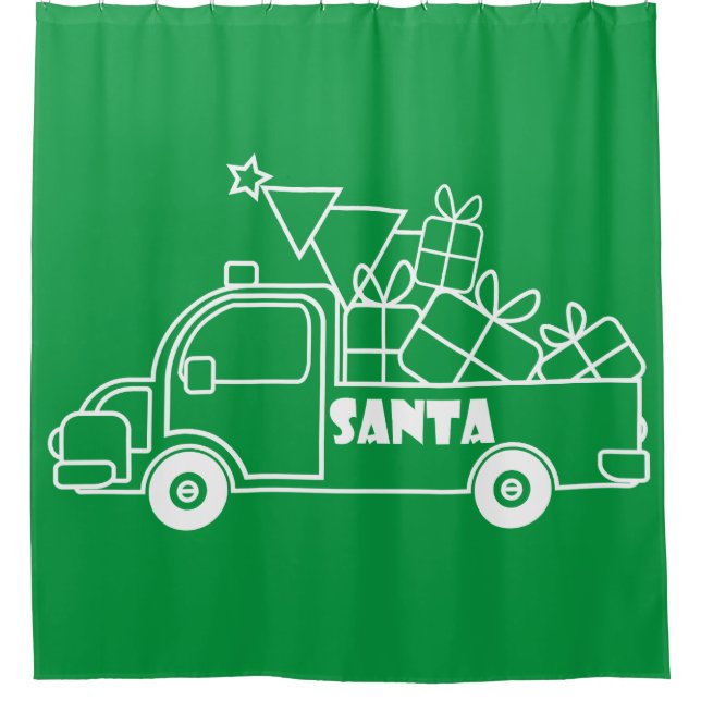 Outline Christmas truck Santa car side view Shower Curtain (Front)