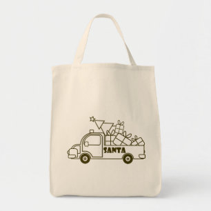 Outline Christmas truck Santa car side view Tote Bag