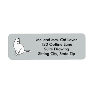 Outline Drawing Cat Sitting Address Labels