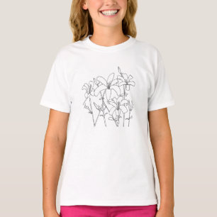 Outline Drawing Lily Flowers Custom Shirts