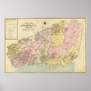 Outline, index map Westchester County Poster