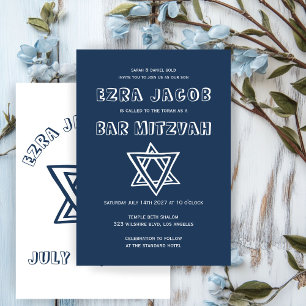 OUTLINE LETTERS STAR OF DAVID Custom Bar Mitzvah Invitation