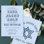 OUTLINE LETTERS STAR OF DAVID Custom Bar Mitzvah Invitation<br><div class="desc">Perfect card to announce a bar or bat mitzvah! Hand made art for you with star of david on the front and back side! FULLY CUSTOMIZABLE! Click on “Personalise” above to edit the text. Click "edit using design tool" to adjust the fonts, colours and placements and to delete the back...</div>