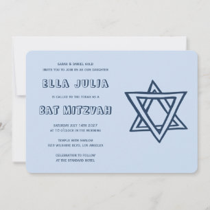 OUTLINE LETTERS STAR OF DAVID Custom Bat Mitzvah Invitation