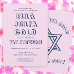 OUTLINE LETTERS STAR OF DAVID Custom Bat Mitzvah Invitation<br><div class="desc">Perfect card to announce a bar or bat mitzvah! Hand made art for you with star of david on the front and back side! FULLY CUSTOMIZABLE! Click on “Personalise” above to edit the text. Click "edit using design tool" to adjust the fonts, colours and placements and to delete the back...</div>