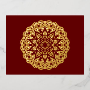 Outline Mandala - Vintage Style 1 Foil Holiday Postcard