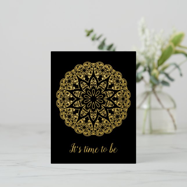 Outline Mandala - Vintage Style 1 Foil Invitation Postcard (Standing Front)