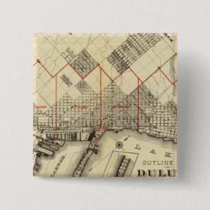 Outline Map of Duluth and Suburbs 15 Cm Square Badge