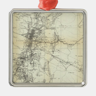 Outline Map of Washoe District Metal Tree Decoration