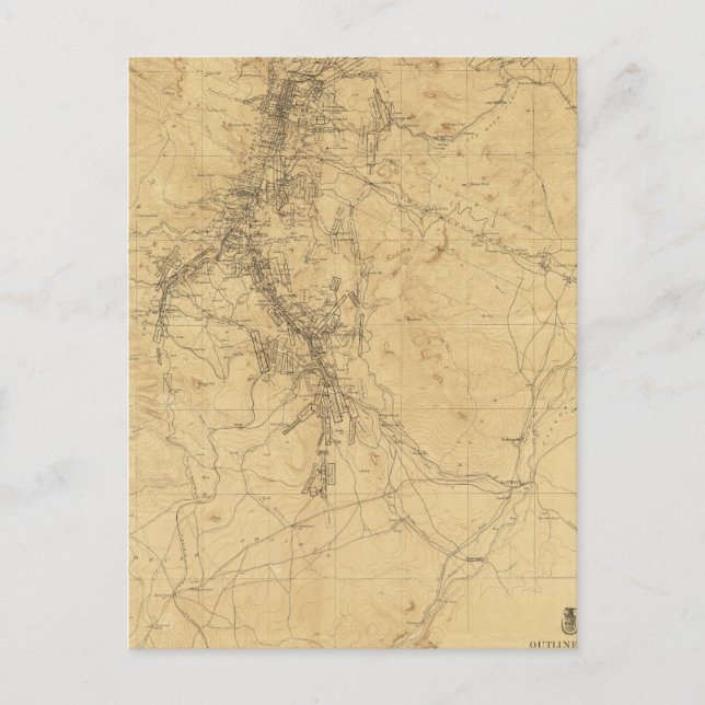 Outline Map of Washoe District, Nevada Postcard (Front)