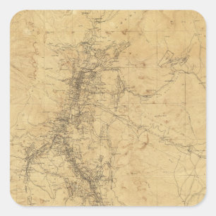 Outline Map of Washoe District, Nevada Square Sticker