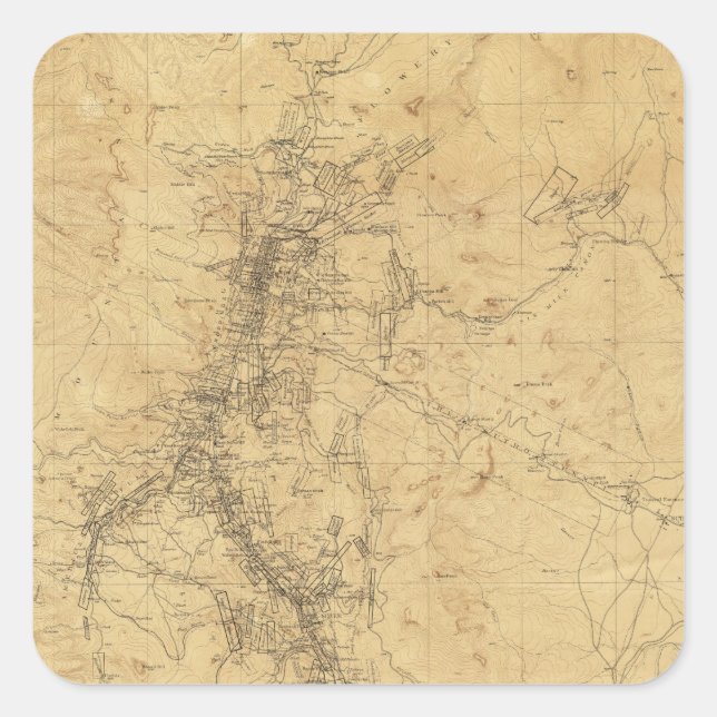 Outline Map of Washoe District, Nevada Square Sticker (Front)