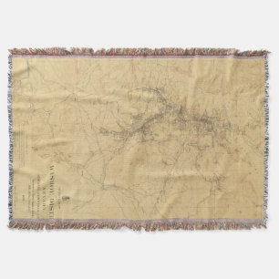 Outline Map of Washoe District, Nevada Throw Blanket