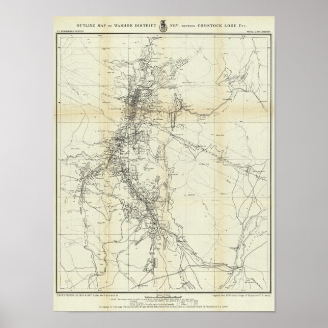 Outline Map of Washoe District Poster (Front)