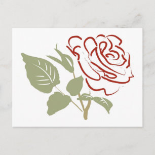 Outline of a Red Rose Postcard