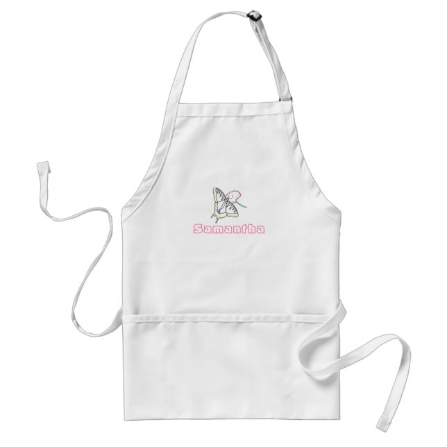 Outline of butterfly flower, Custom name apron (Front)