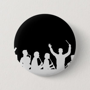 Outline of conductor and band white on black 6 cm round badge