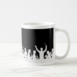 Outline of conductor and band white on black coffee mug