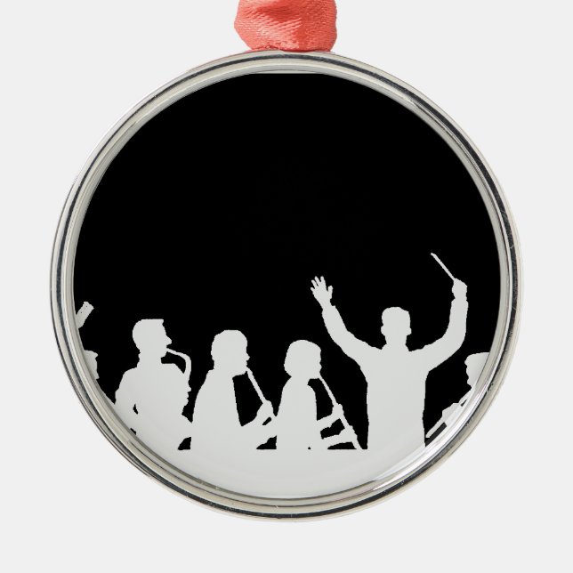 Outline of conductor and band white on black metal ornament (Front)