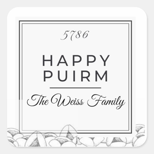 Outline Purim Label (Front)