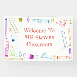 Outline School Supplies Welcome Teacher Classroom Banner