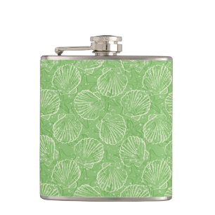Outline seashells hip flask