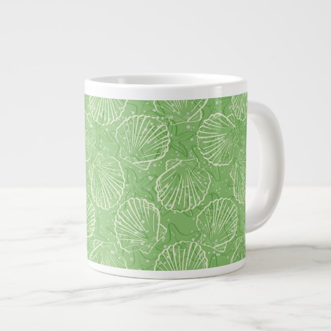 Outline seashells large coffee mug (Front Right)
